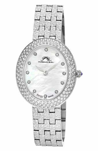 PORSAMO BLEU Women's Porsamo Bleu Angelica Oval MOP Dial Topaz Stainless Steel Watch