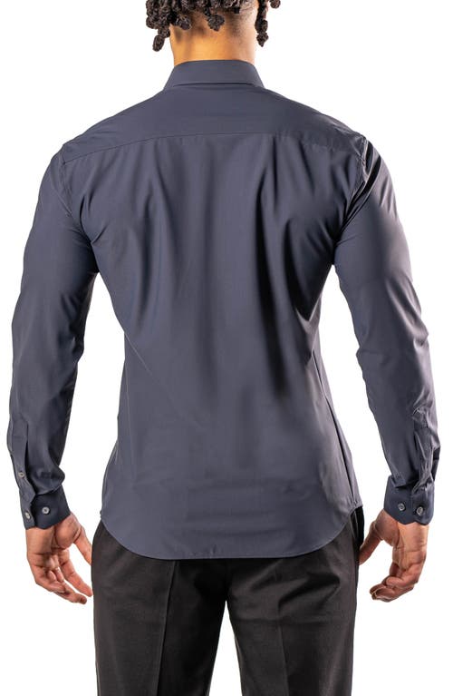 Maceoo Fibonacci Stretcheurodark Grey Cotton Blend Button-up Shirt In Grey