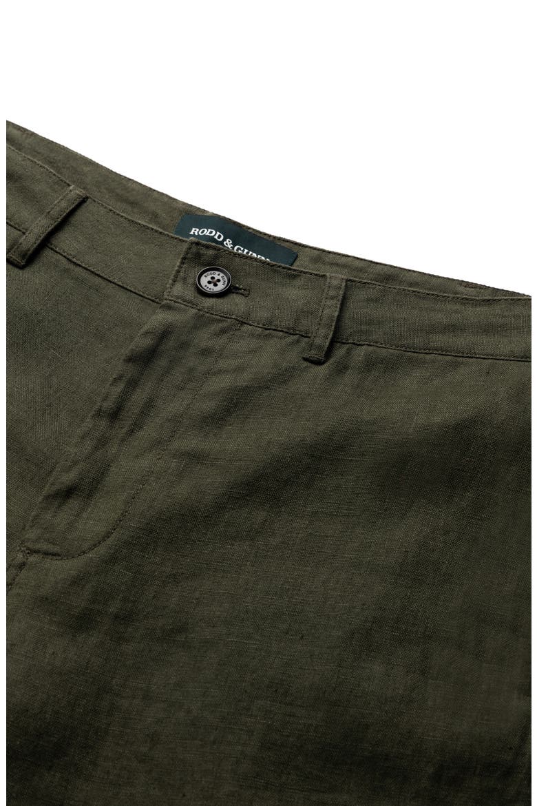 Resort Flat Front Linen Bermuda Shorts, Alternate, color, DARK OLIVE