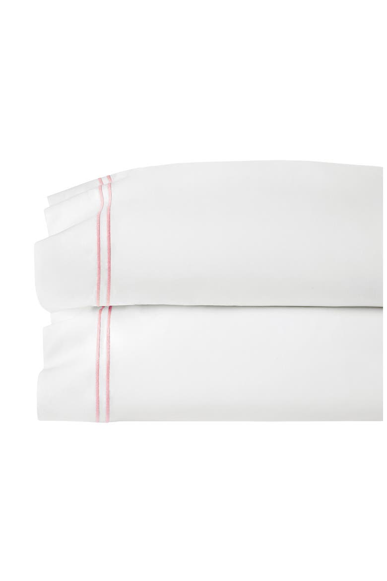 Grande Hotel Cotton Pillowcase, Alternate, color, WHITE/PINK