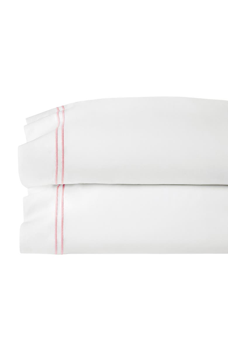 SFERRA Grande Hotel Cotton Pillowcase, Alternate, color, White/Pink