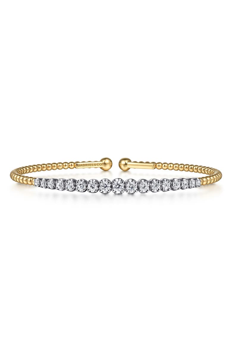 Gabriel & Co. Bujukan Graduated Diamond Cuff Bracelet, Alternate, color, Two Tone