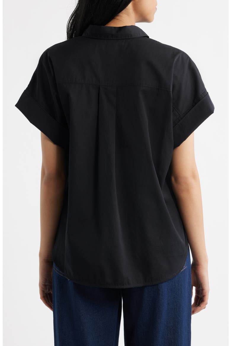 Oversize Short Sleeve Cotton Button-Up Shirt, Alternate, color, CLASSIC BLACK