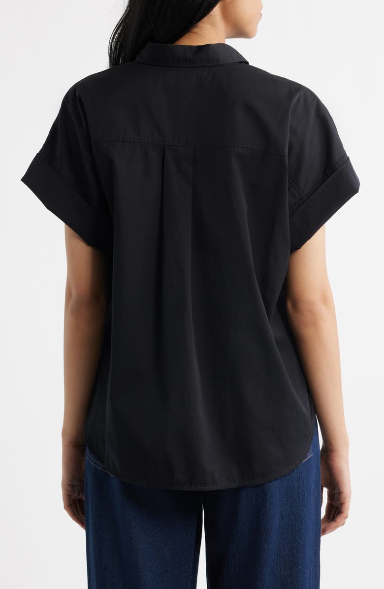 SPANX<sup>®</sup> Oversize Short Sleeve Cotton Button-Up Shirt, Alternate, color, Classic Black