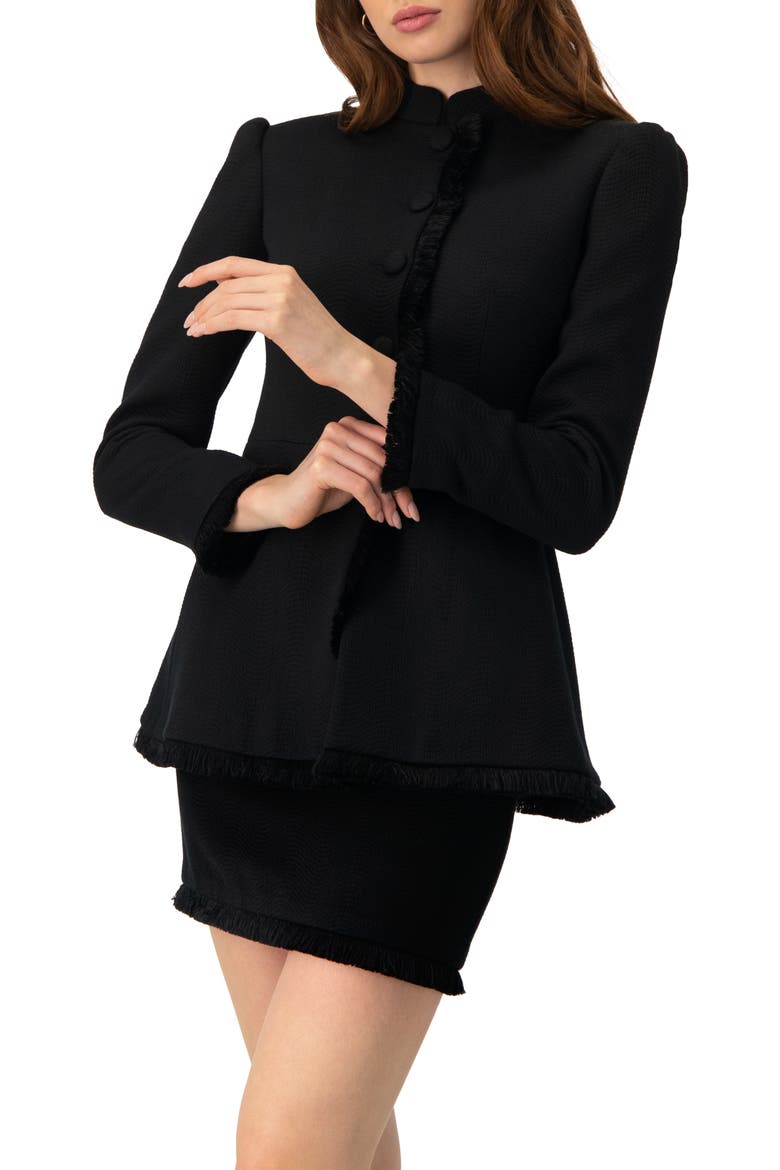 Blazer with Fringe Detail, Alternate, color, Black