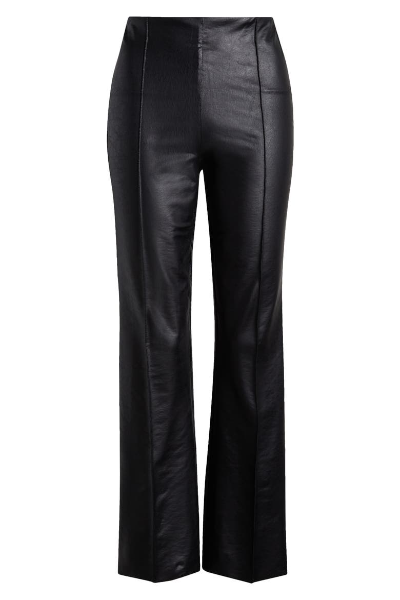 Elysse High Waist Stretch Faux Leather Pants, Alternate, color, BLACK