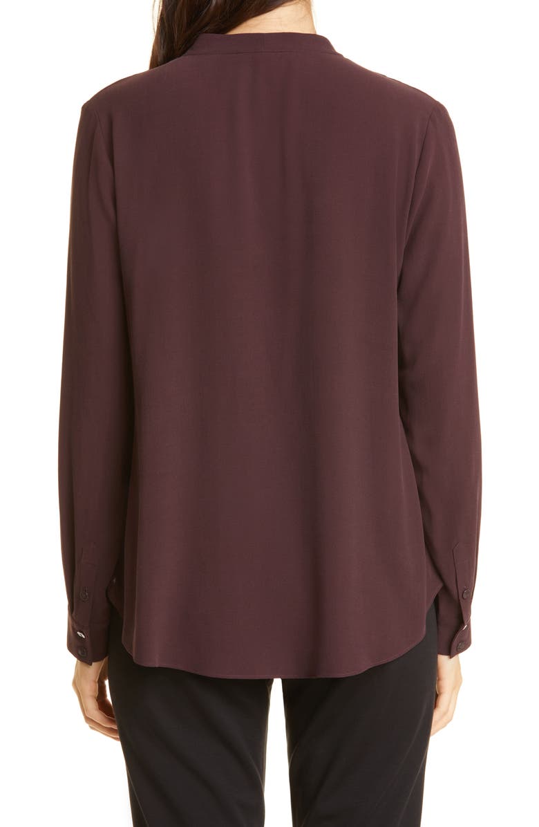 Eileen Fisher V-Neck Silk Crepe Blouse, Alternate, color, 