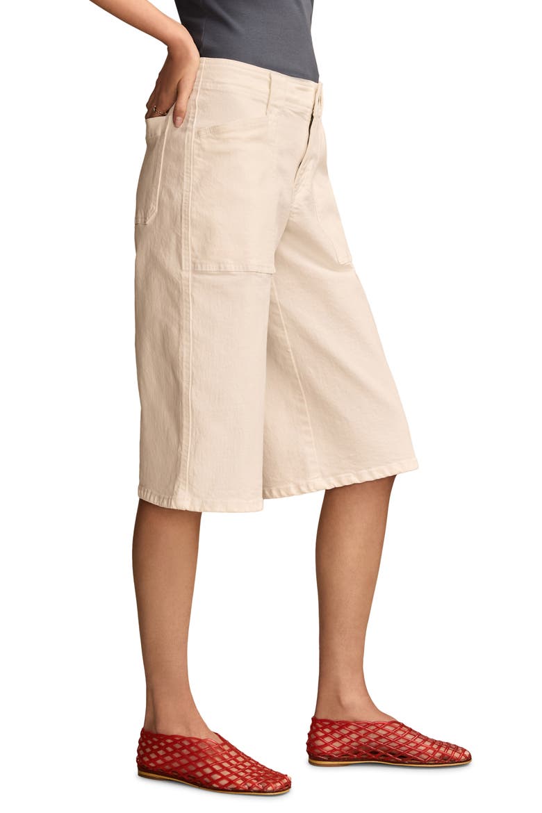 Stretch Cotton Culottes, Alternate, color, WHITE LIES WASH
