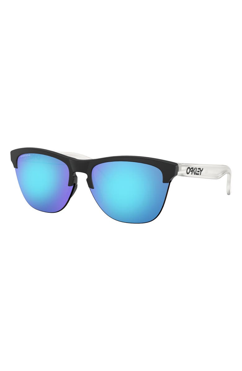 Oakley 63mm Mirrored Oversize Square Sunglasses, Alternate, color, Matte Black/ Clear/ Blue