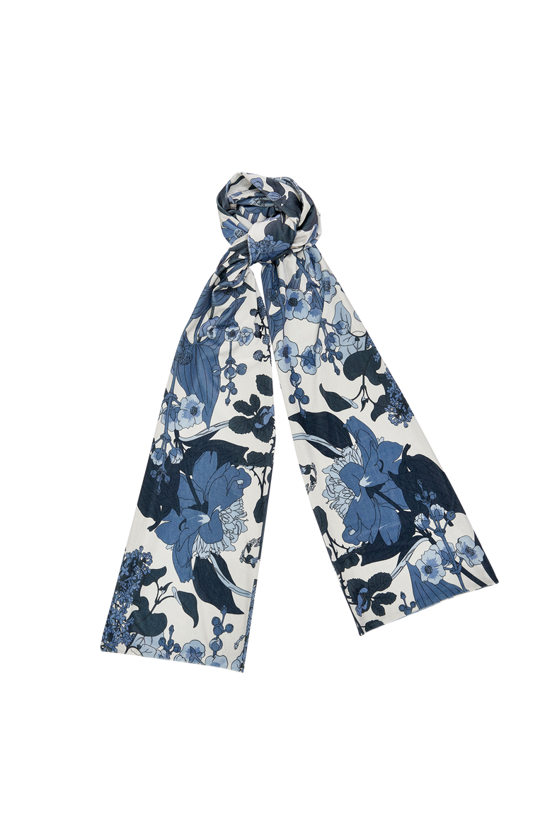 Deco Blooms Blue Tonal Velvet Scarf, Main, color, Blue