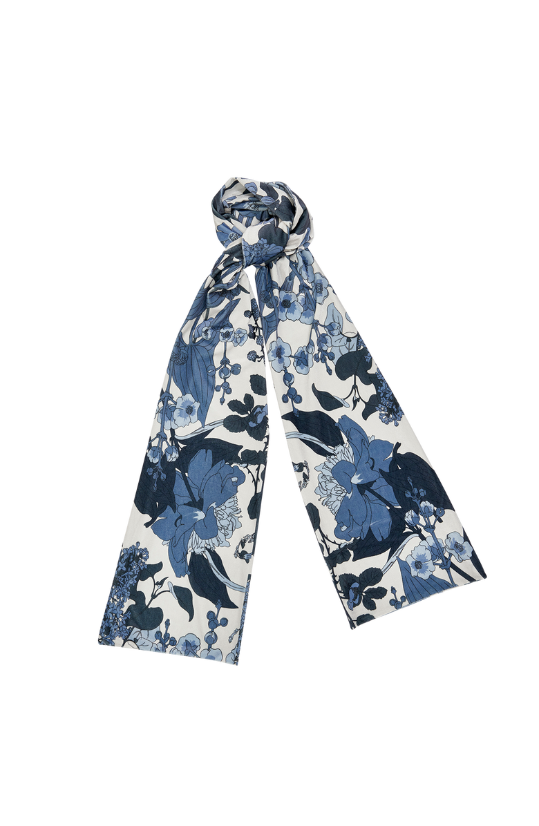 Fable England Deco Blooms Blue Tonal Velvet Scarf, Main, color, Blue