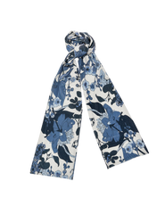 Fable England Deco Blooms Blue Tonal Velvet Scarf