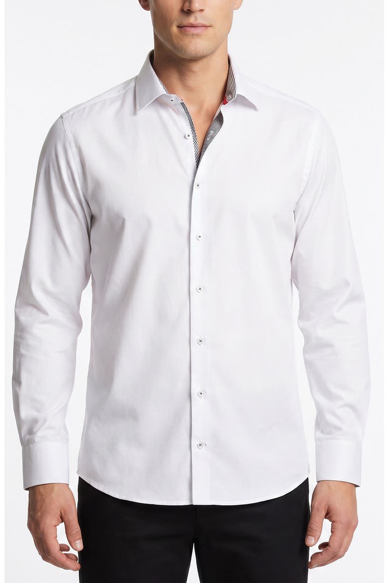 Stretch Cotton Button Up Shirt, Main, color, WHITE