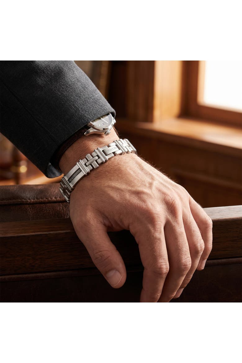 Men's Polished Steel Wired 9mm Flexible Link 8 " Bracelet, Alternate, color, Stainless Steel