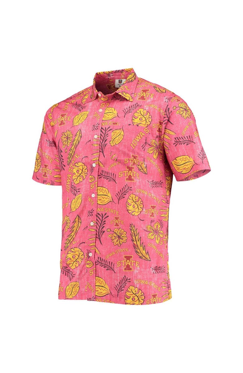 Wes & Willy Men's Wes & Willy Cardinal Iowa State Cyclones Vintage Floral Button-Up Shirt, Alternate, color, 