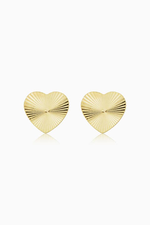 14K Yellow Gold Heartthrob Studs