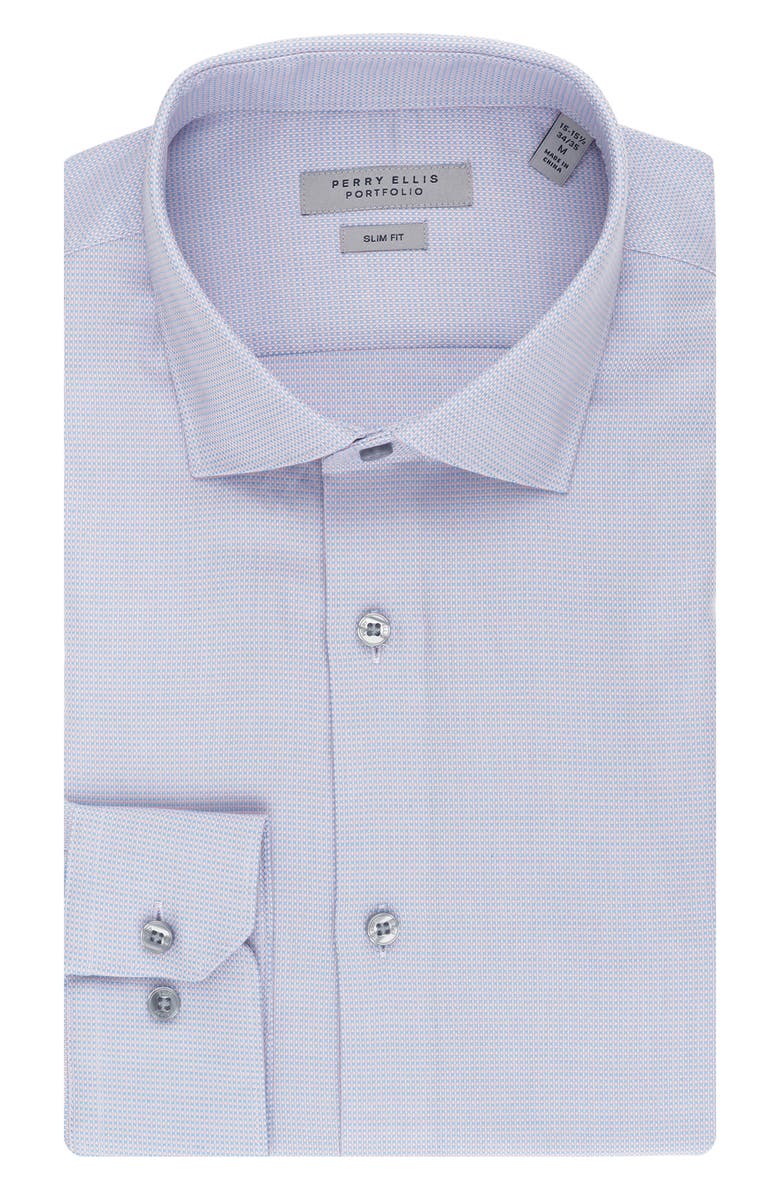 Perry Ellis Royal Oxford Slim Fit Stretch Cotton Dress Shirt, Main, color, Light Blue