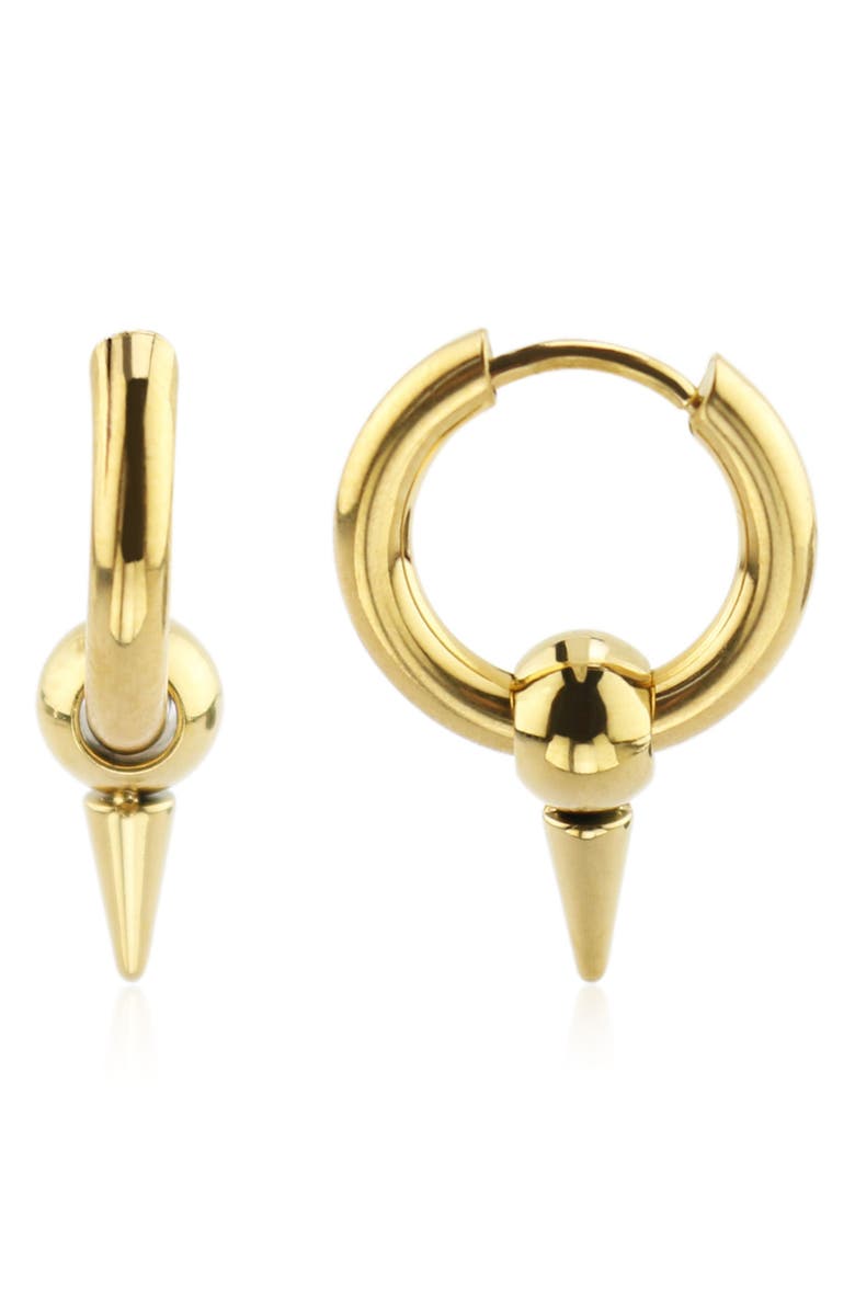 REBL Spike Huggie Hoop Earrings, Main, color, Gold