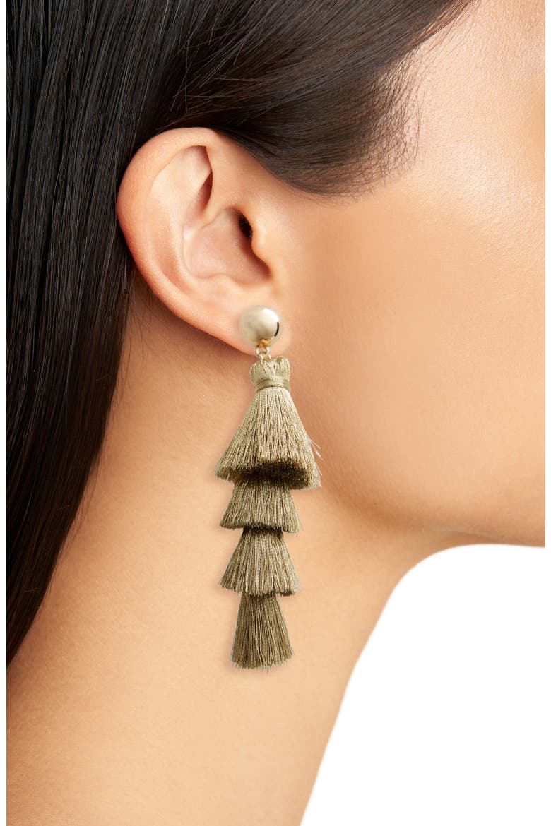 Gabriela Fringe Tassel Earrings, Alternate, color, GOLD