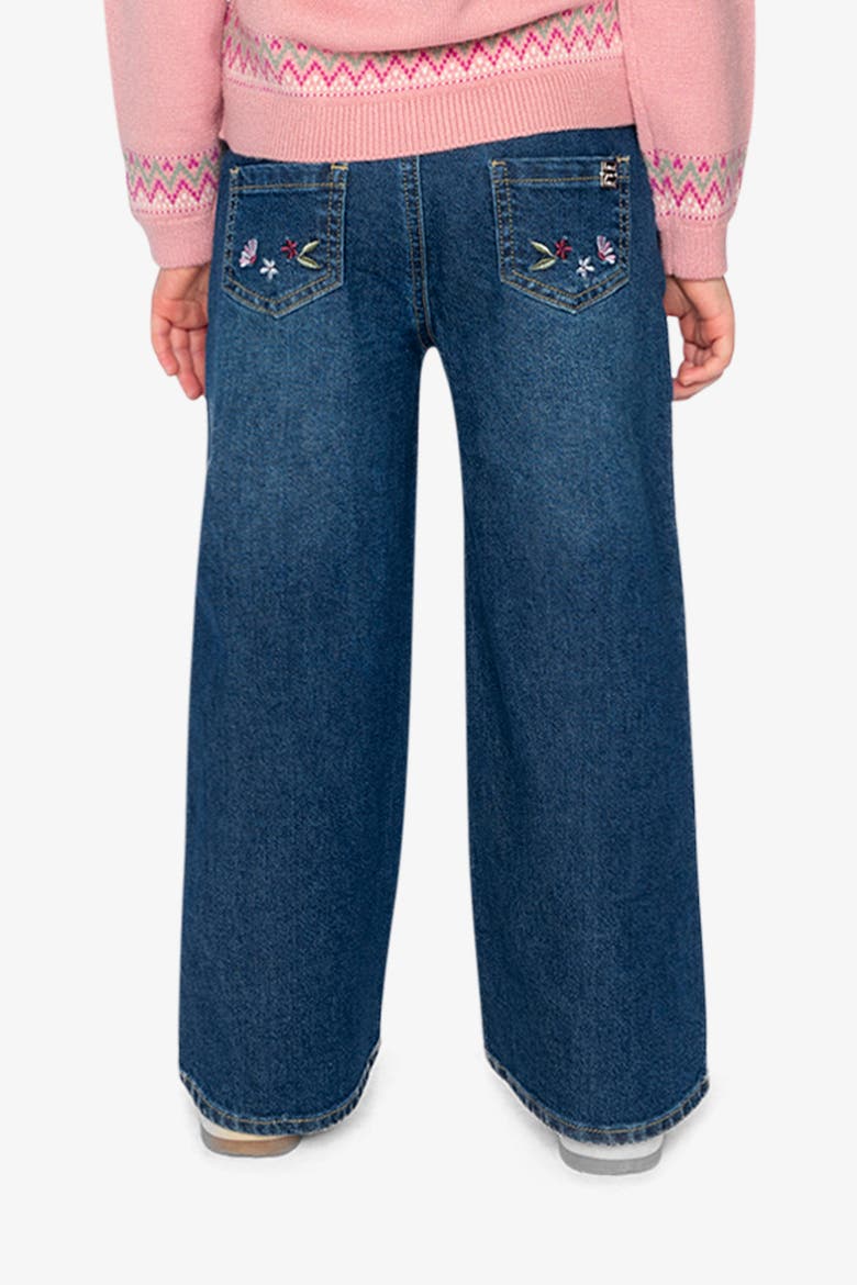 Stretch Denim Embroidered Flower Jeans, Alternate, color, Light Blue Denim