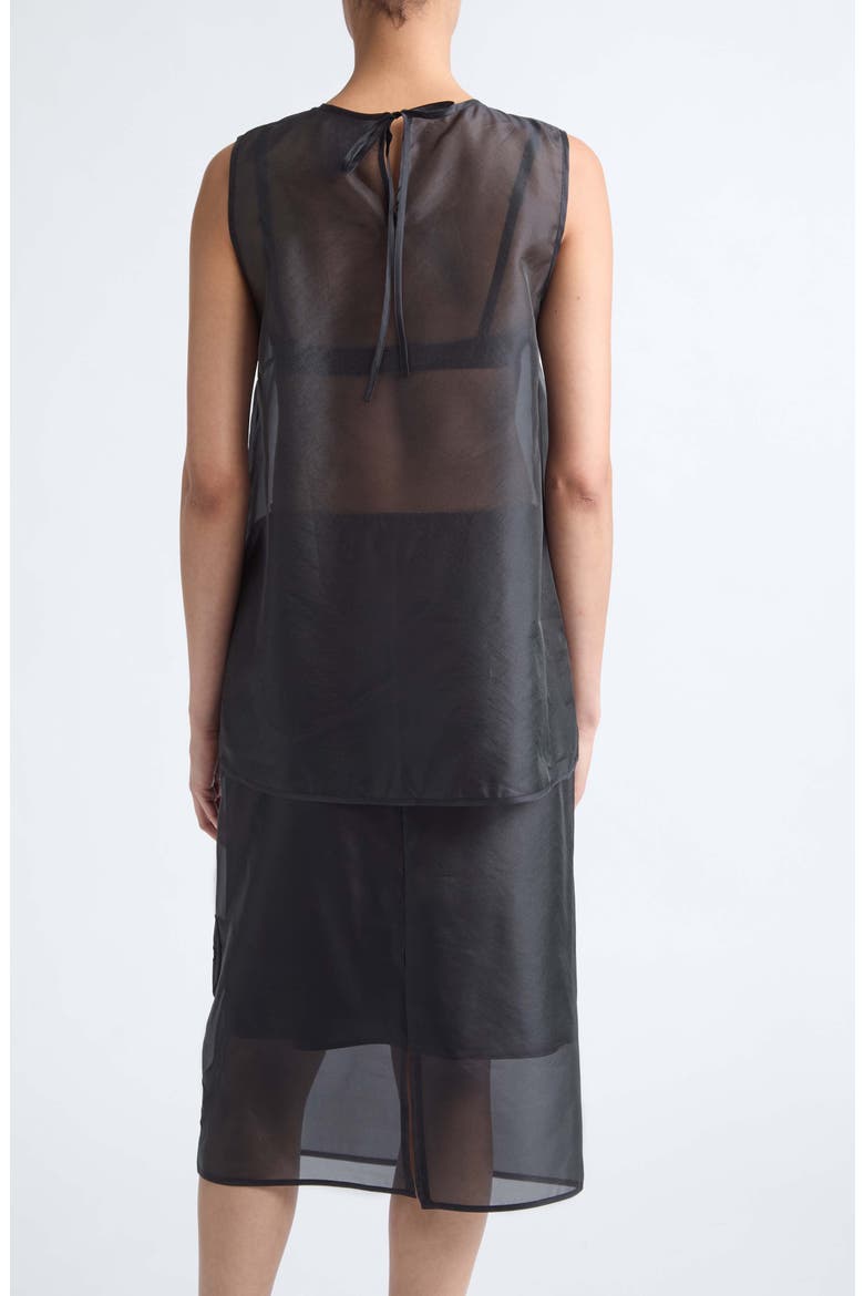 Alba Bow Appliqué Silk Blend Organza Top, Alternate, color, BLACK