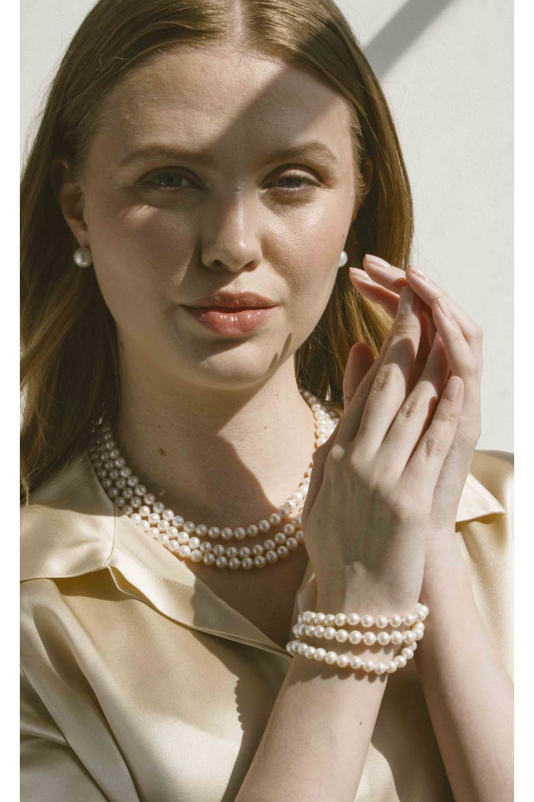 Triple White Freshwater Pearl Bracelet, Alternate, color, White Pearls