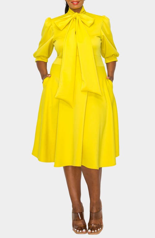 L I V D Carina Donna Fit & Flare Midi Dress In Yellow