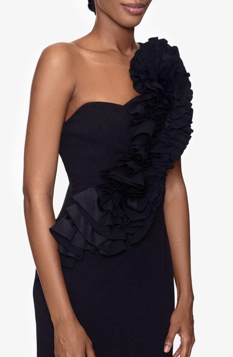 Betsy & Adam Rosette One-Shoulder Trumpet Gown, Alternate, color, 