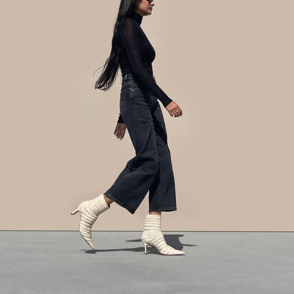 Neil J. Rodgers Plisse Ankle Boot, Alternate, color, Crème Nappa