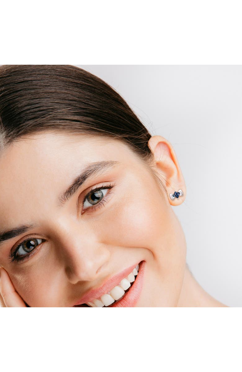 Julianna B. Precious Gems Bow Tie Earrings 10k, Alternate, color, Sapphire/White Gold