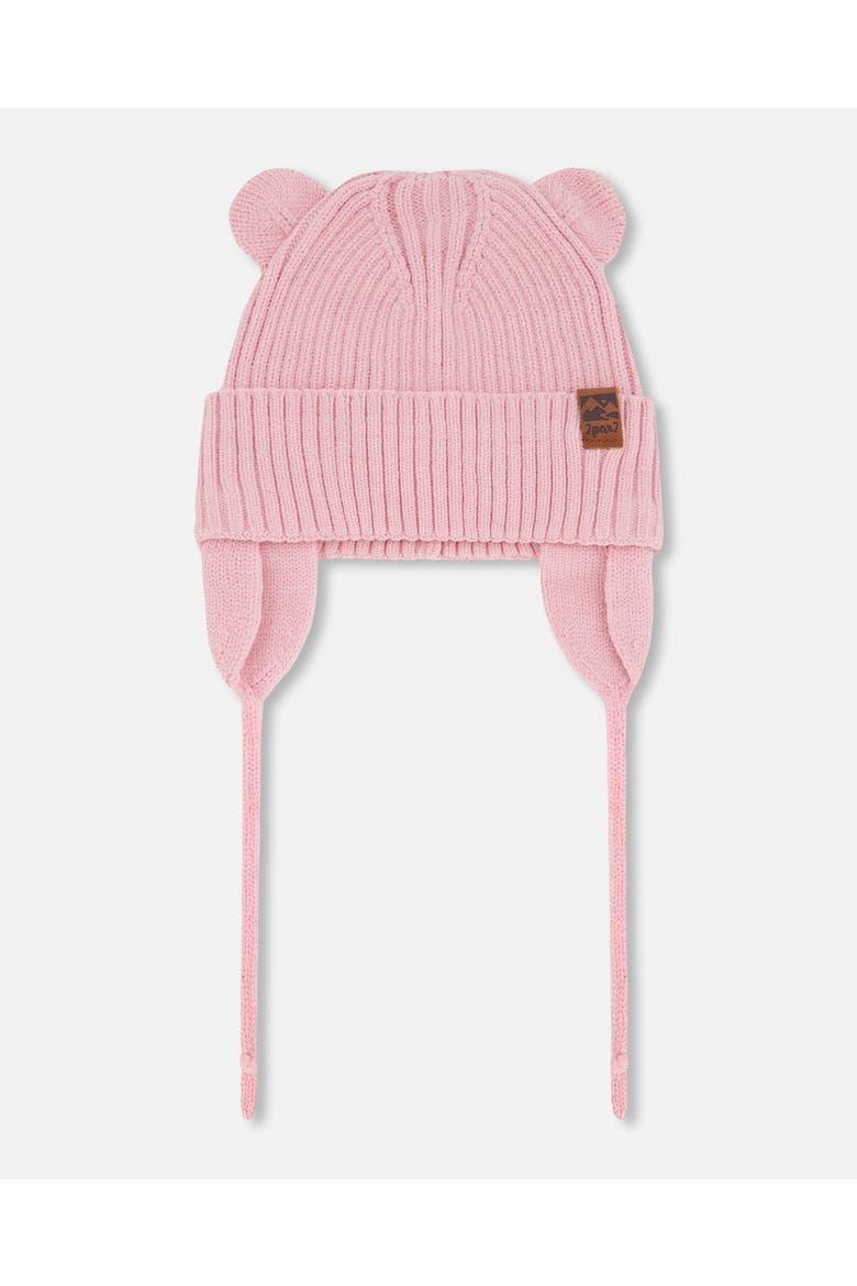Girl Logo Patch Ribbed Knit Hat, Main, color, Pale Pink