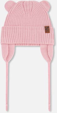 Deux par Deux Girl Logo Patch Ribbed Knit Hat