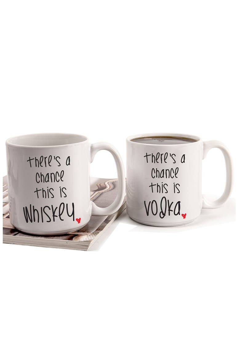 'There's a Chance' Ceramic Coffee Mugs, Alternate, color, WHITE