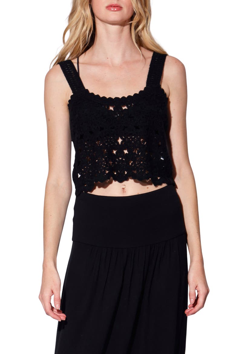 Beverly Crochet Tank, Main, color, BLACK