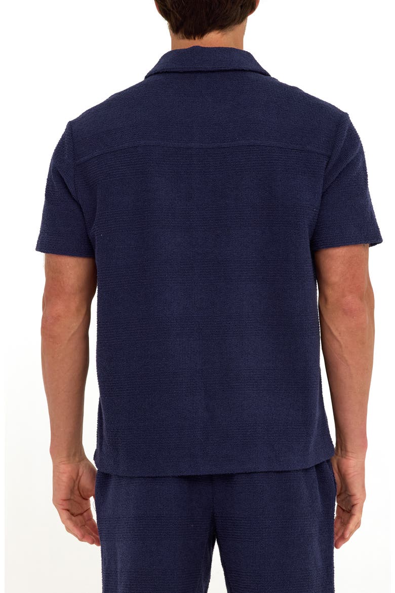 Archer Stripe Jacquard Short Sleeve Terry Cloth Button-Up Shirt, Alternate, color, STARGAZER