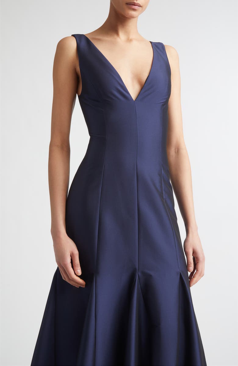 BERNADETTE Aurelia V-Neck Stretch Mermaid Gown, Alternate, color, Midnight Blue