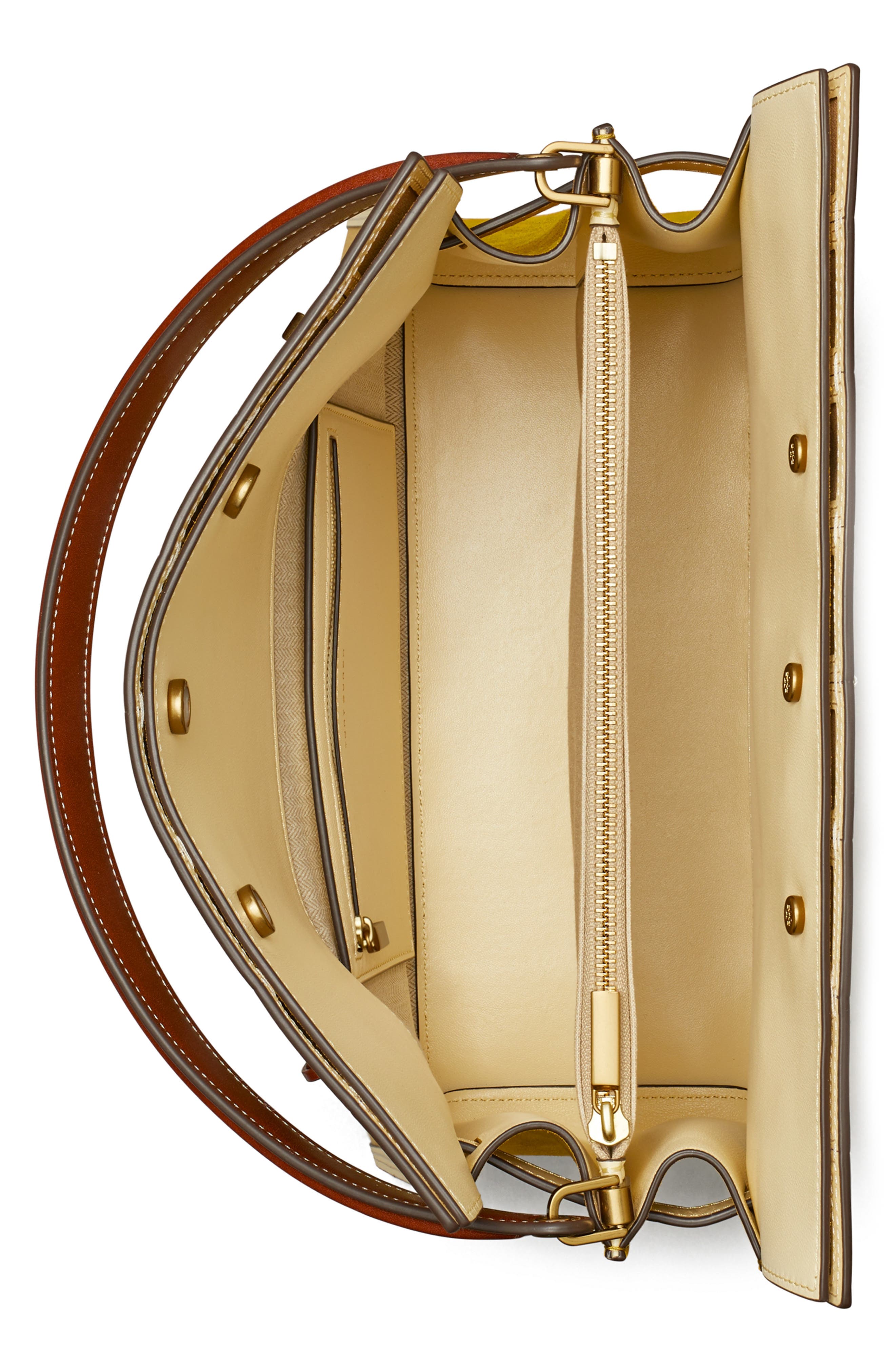 Tory Burch Lee Radziwill Canvas Panel Double Bag, Alternate, color, 