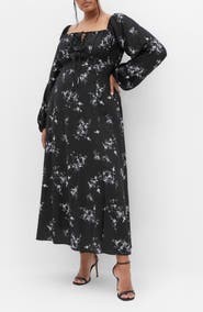 City Chic Floral Print Long Sleeve Dress