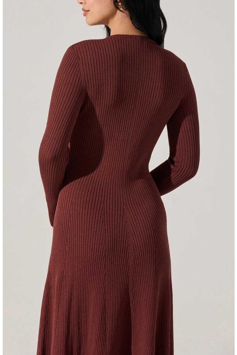 Fallyn Rib Long Sleeve Sweater Dress, Alternate, color, BROWN