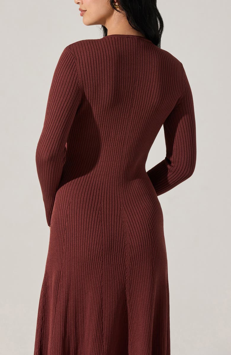 ASTR the Label Fallyn Rib Long Sleeve Sweater Dress, Alternate, color, Brown