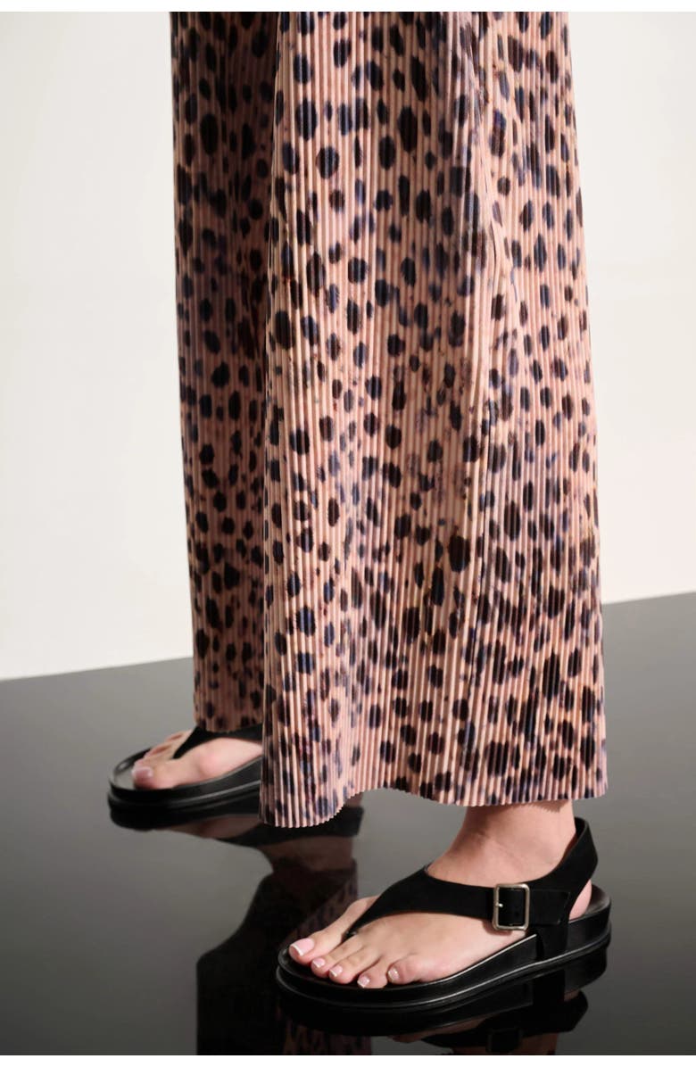 JOSEPH RIBKOFF Pleated Scuba Crepe Animal Print Pull-On Wide Leg Pants, Alternate, color, Beige/Multi