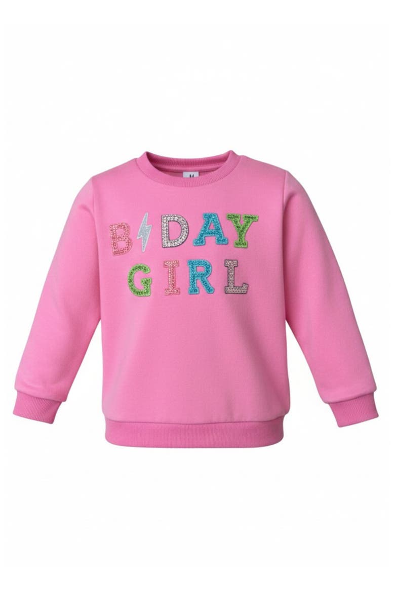 Color Pop Birthday Girl Gem Sweatshirt, Main, color, Pink