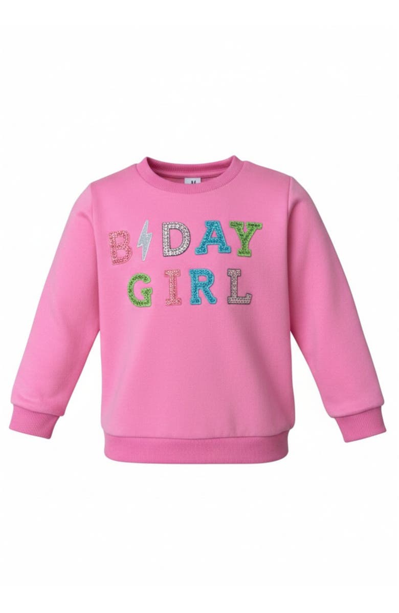 Mia Belle Girls Color Pop Birthday Girl Gem Sweatshirt, Main, color, Pink