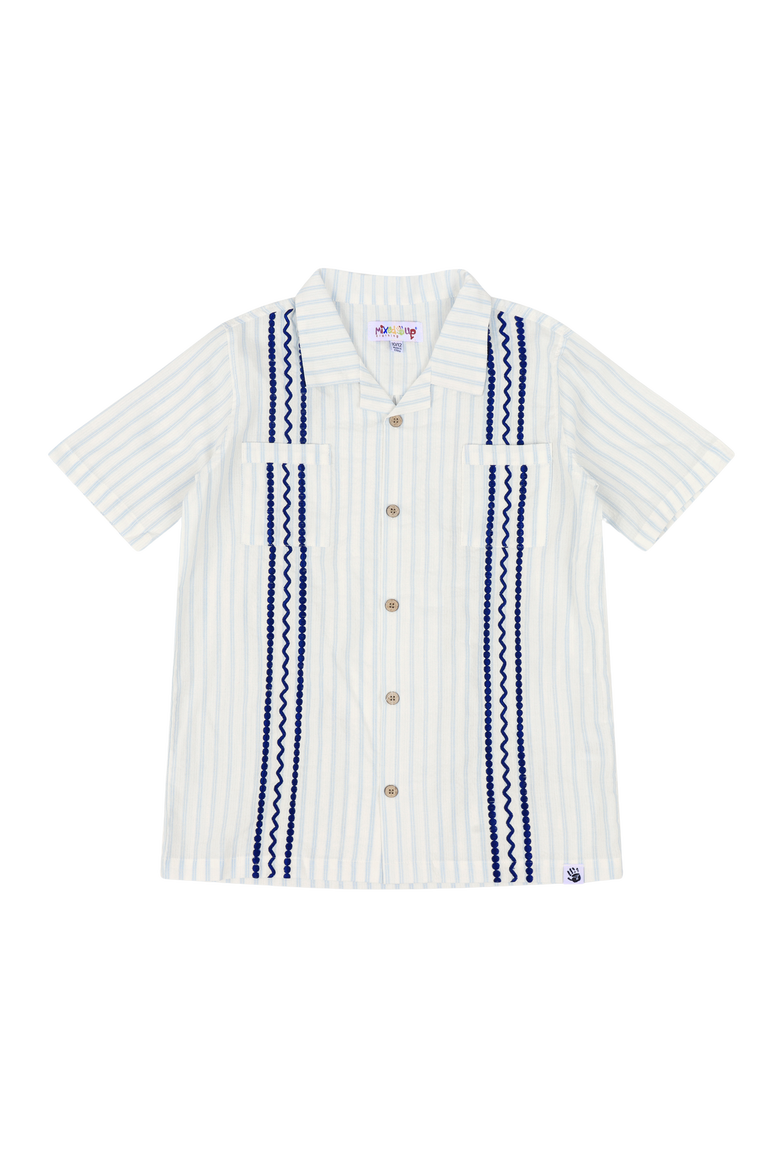 Boys Bordado Shirt, Main, color, Blue/White Stripes