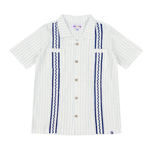 Mixed Up Clothing Boys Bordado Shirt In Blue/white Stripes