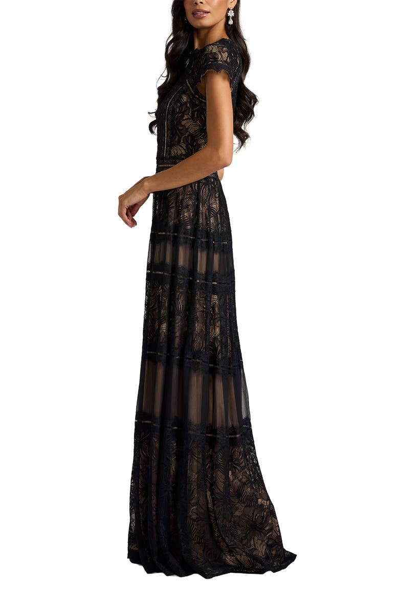 Lace A-Line Gown, Alternate, color, BLACK/ NUDE