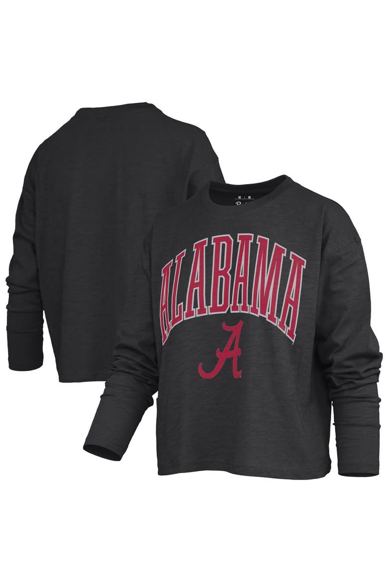 Women's Pressbox Black Alabama Crimson Tide Motley Boxy Waist-Length Long Sleeve T-Shirt, Main, color, Black