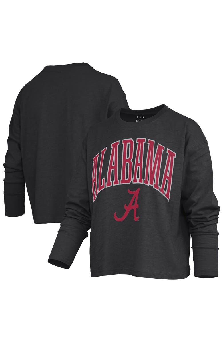 PRESSBOX Women's Pressbox Black Alabama Crimson Tide Motley Boxy Waist-Length Long Sleeve T-Shirt, Main, color, Black