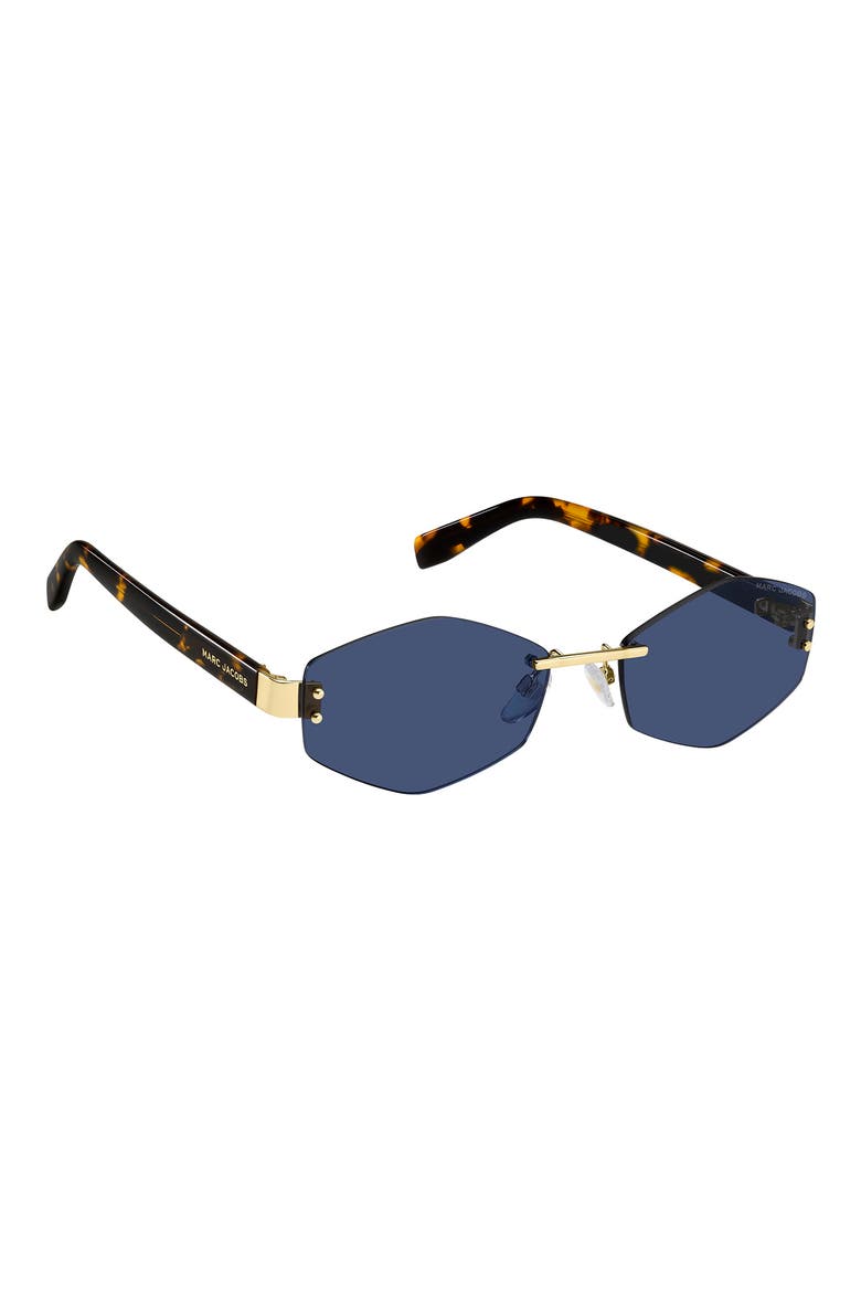 57mm Geometric Sunglasses with Chain, Alternate, color, GOLD BLUE/ BLUE