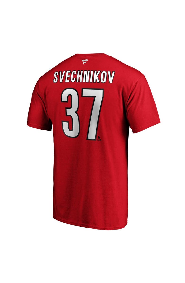 FANATICS Men's Fanatics Andrei Svechnikov Red Carolina Hurricanes Authentic Stack Name & Number T-Shirt, Alternate, color, Red